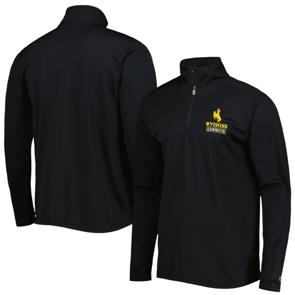 Wyoming Cowboys Champion Textured Quarter-Zip Jacket - Black